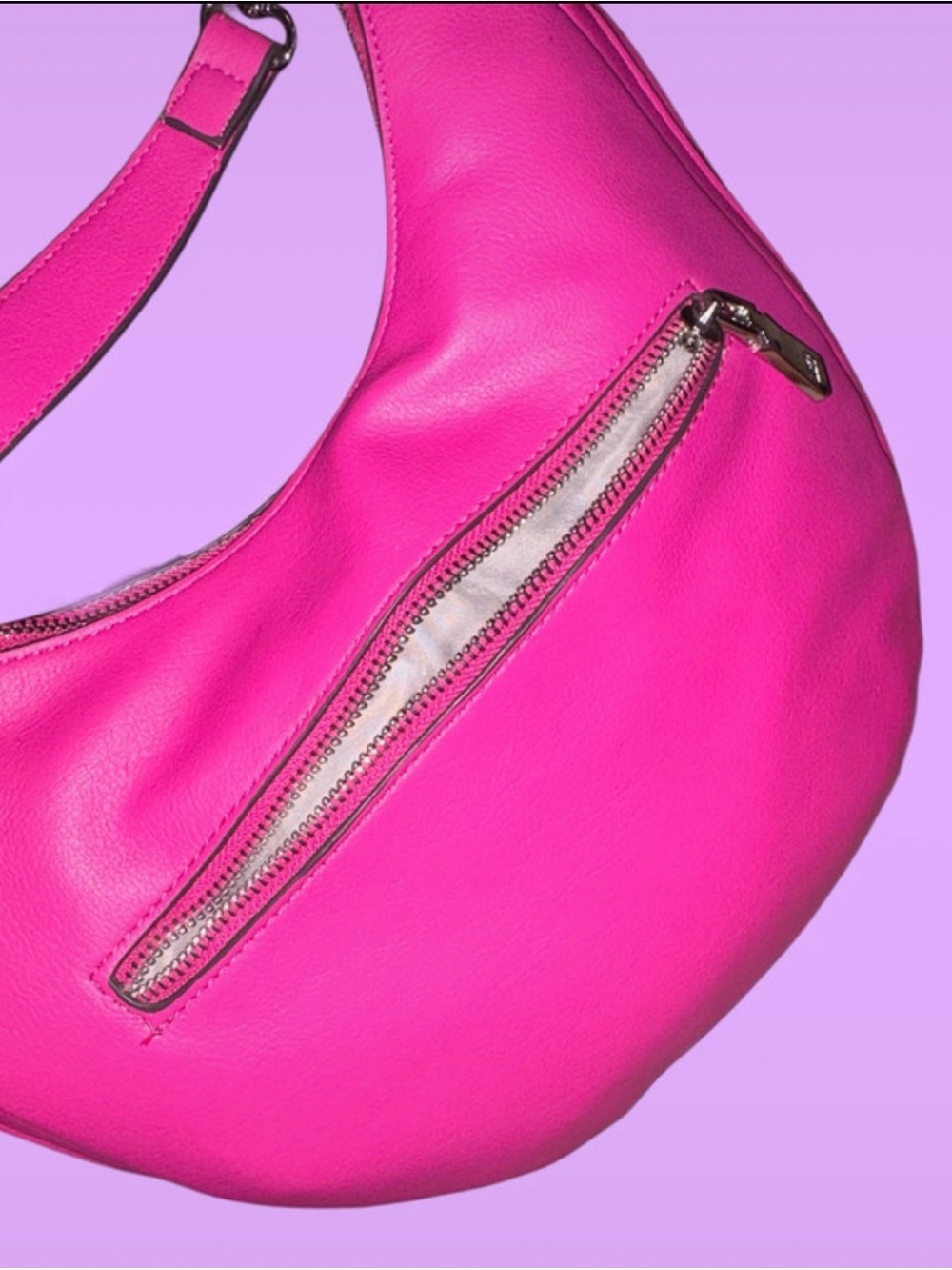 Vintage INC International Concepts Hot Pink Crescent Hobo Shoulder Bag - Picture 4 of 7